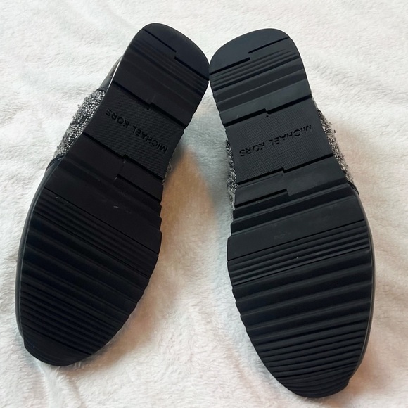 Michael Kors Allie Trainer Sneakers Lace Up Tweed Black White Leather 9.5 M - Picture 5 of 10